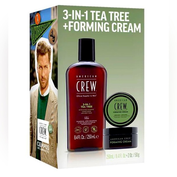 AMERICAN CREW 3-in-1 Tea Tree shampoo, conditioner & wash with Forming Cream Duo - Picture 1 of 8